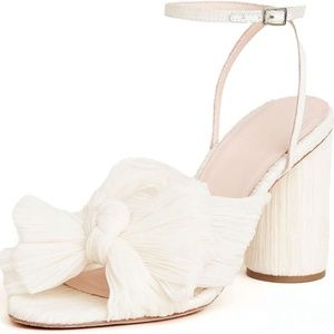 Women's Block Chunky Heel Ankle Buckle Strap with Pleated Bow US Size 8